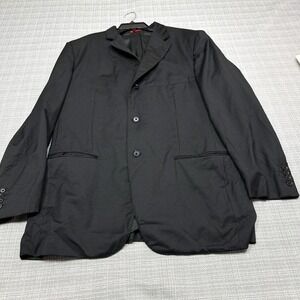 Isaia Aquaspider Blazer 44R Base S Wool Black Sport Coat 3 Button Made in Italy